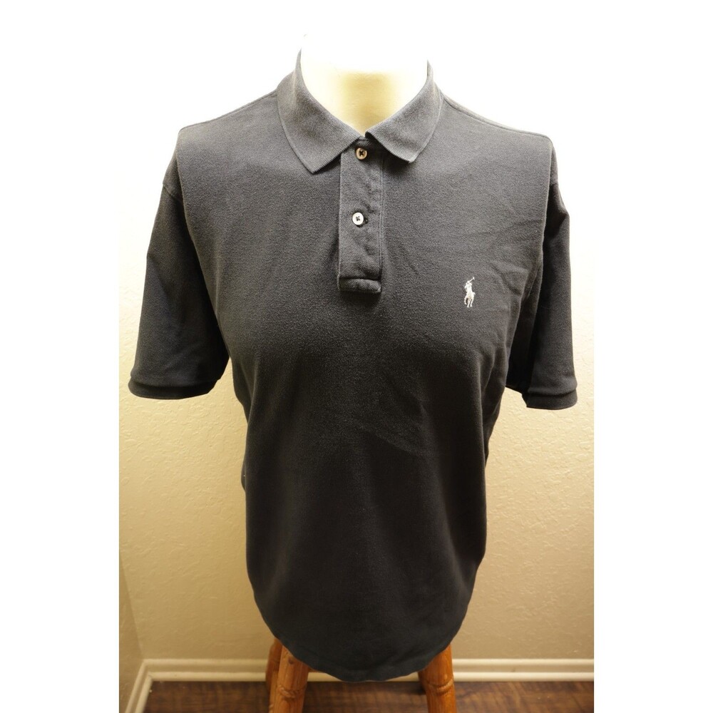 Polo Ralph Lauren Shirt -XL- black Pique Mesh Stretch- Silver Pony -Golf -Mens